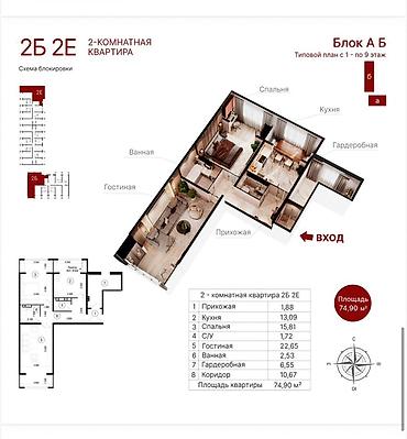 пользовались: 2 комнаты, 75 м², 106 серия, 7 этаж — 2