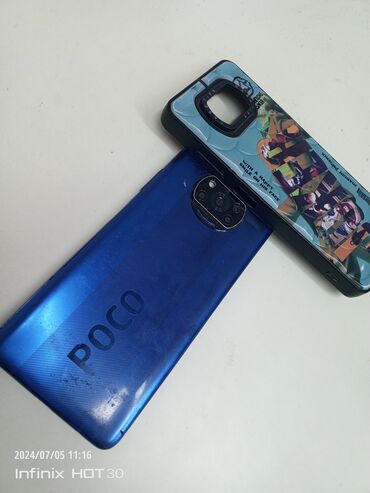 телефон для детей: Poco X3 Pro, Б/у, 128 ГБ, цвет - Голубой, 2 SIM