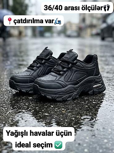 белые резиновые сапоги: Qara rəngli gündəlik idman ayaqqabısı - Ölçülər: 36–40 - Yağışlı — 1
