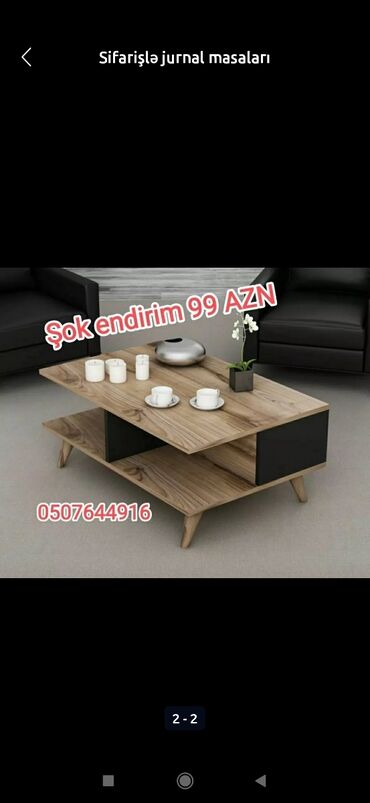 Masalar: Jurnal masası, Yeni, Laminat, Dördbucaq masa — 7