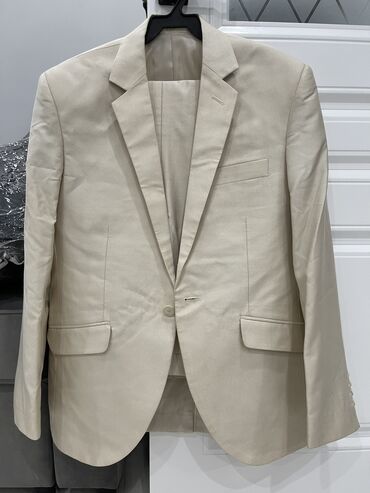 мужской льняной костюм: Костюм M (EU 38), цвет - Бежевый