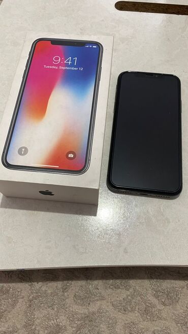 x printer: IPhone X, Колдонулган, 256 ГБ, Кара, Коргоочу айнек, Каптама, Куту, 80 %