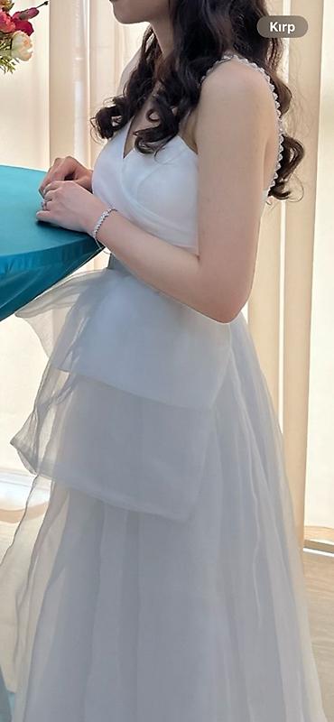 Свадебные платья и аксессуары: Ağ rəngli zərif ziyafət/nikah libası - Model: A-line siluet, uzun — 2
