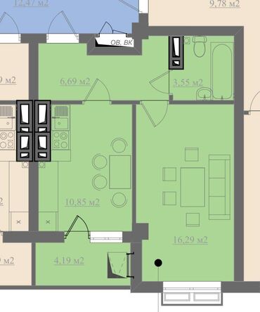 купить квартиру в рассрочку без первоначального взноса: 1 комната, 42 м², Элитка, 2 этаж, ПСО (под самоотделку)