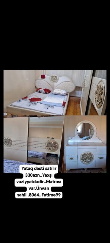 Фигуры: Yataq dəsti satılır 330₼. Yaxşı vəziyyətdədir. Matrası var.Ünvan
