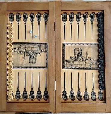 milli komanda: Ağacdan hazırlanmış dekorativ nərd dəsti – “Old Baku” tematikası - — 4