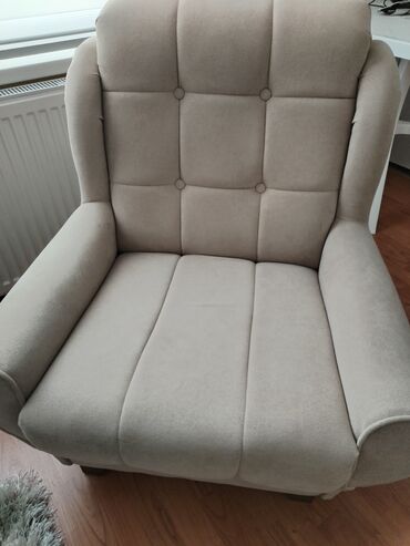 Armchairs: Textile, color - Beige, Used