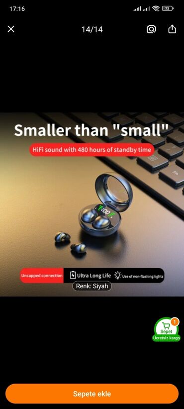 Mikrofonlar: Yeni Simsiz (Bluetooth) Qulaqcıqlar, rəng - Qara