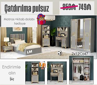 carpayi gence: Uşaq/yeniyetmə otağı mebel dəsti Tərkib: - Çarpayı (matras hədiyyə) - — 1