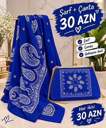 omega qol saatı: Şərf və çanta dəsti - Dəst: şərf + çanta - Rəng: parlaq kobalt mavisi — 1