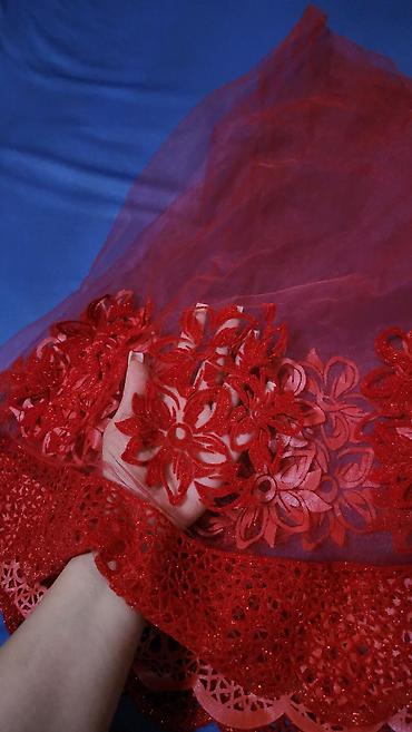 parca rengleri: XONCA UCUN Qırmızı krujeva və tül dəst – dekorativ parça - Material — 2