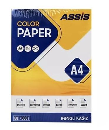 Бумага: ASSIS Color Paper – A4 rəngli kağız - Format: A4 - Miqdar: 500 vərəq — 2