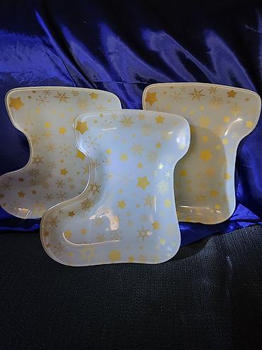 Kuhinjski setovi: Tanjiri vintaz stakleni praznicni. Stakleni tanjiri za posluzenja — 8