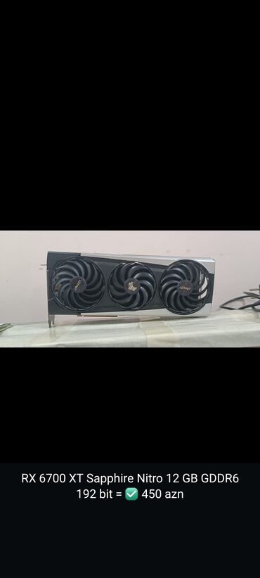 ноутбук casper: Videokart Sapphire Radeon RX 6700 XT, 12 GB, İşlənmiş