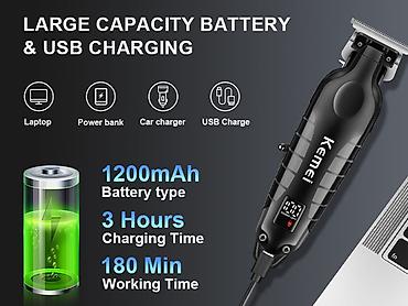 Trimmer Kemei 2293 - 1 Sürətli / 6000RPM / 1200MAH - 180 Dəqiqə / TYPC