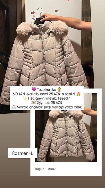 Kurtkalar: Qadın qış gödəkçəsi - Rəng: açıq bej - Model: kapüşonlu, kapüşonda — 1