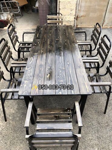 Masa və oturacaq dəstləri: Balkon üçün, Yeni, Açılmayan, Dördbucaq masa, 12 stul — 15