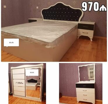 Yataq otağı dəstləri: İkinəfərlik çarpayı, 2 tumba, Termo, Dolab, Azərbaycan, Yeni — 14