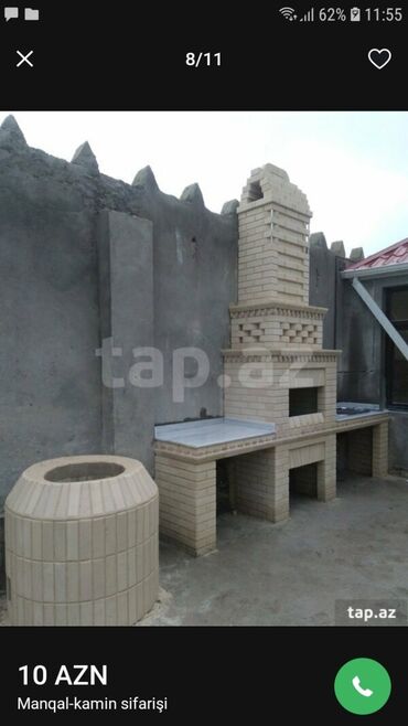 Manqallar, qrillər, barbekyu: Manqallar istediyiniz ölçüde ve formada oda davamlı kerpiclə — 9