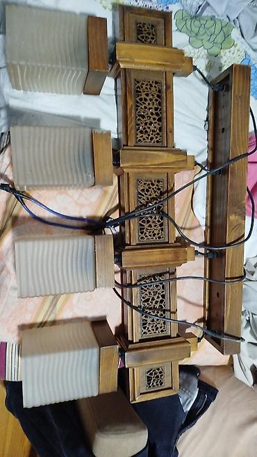 donmə isiqlari: Çılçıraq, 4 lampa, Taxta — 3