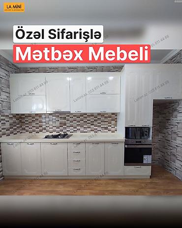 Ev və bağ: Özəl sifarişlə mətbəx mebeli – klassik üslubda, açıq krem rəngli — 1
