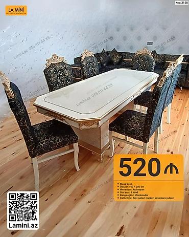 Məhsul: Masa dəsti (Kod: 3158) - Masa ölçüləri: 100 × 200 sm - lalafo.az -da Məhsul: Masa dəsti (Kod: 3158) - Masa ölçüləri: 100 × 200 sm -