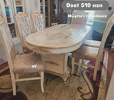 *Masa desti 519 AZN* 🔹 MDF masa olcu 93×2 🔹 6 ədəd stul 🔹 Rəng seçimi lalafo.az -da *Masa desti 519 AZN* 🔹 MDF masa olcu 93×2 🔹 6 ədəd stul 🔹 Rəng seçimi
