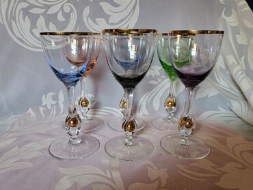 Čaše: Case za vino kristal,rucni rad Bohemija 1950godina +. Case komada 6 — 13