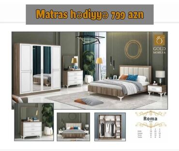 Yataq otağı dəstləri: İkinəfərlik çarpayı, Dolab, Termo, 2 tumba, Azərbaycan, Yeni — 4