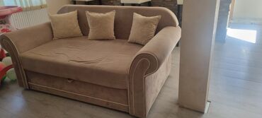 numanović trosed dvosed fotelja: Three-seat sofas, Textile, color - Beige, Used