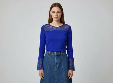 niebieska bluzki z krótkim rękawem: Women's blouse, size S