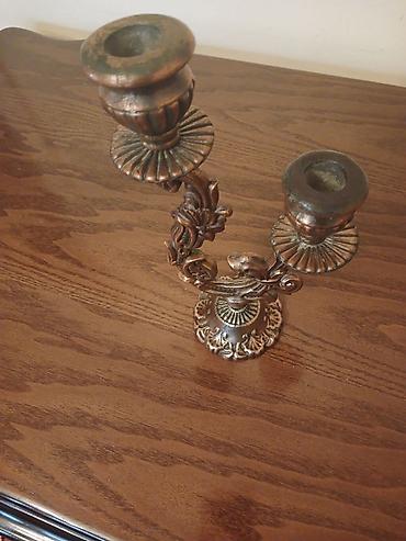 antik şamdan: İki şamlıq yuvası olan dekorativ şamdan - Material: metal ərintisi — 1