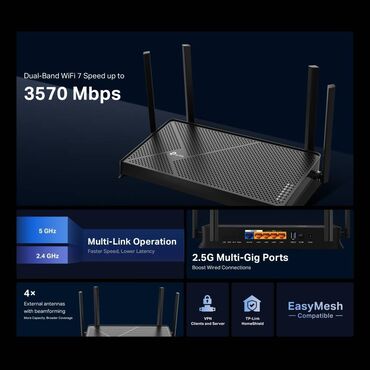 Модемы и сетевое оборудование: Роутер Wi-Fi 7 TP-LINK Archer BE230 BE3600 1xLAN 2,5 Gb/s 3xLAN 1Gb/s at lalafo.kg — 9 Модемы и сетевое оборудование: Роутер Wi-Fi 7 TP-LINK Archer BE230 BE3600 1xLAN 2,5 Gb/s 3xLAN 1Gb/s — 9