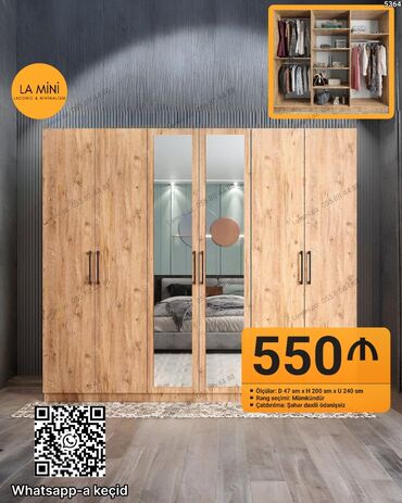 Divanlar: Açılan, 4 qapılı Düz dolab, Qarderob, paltar dolabı