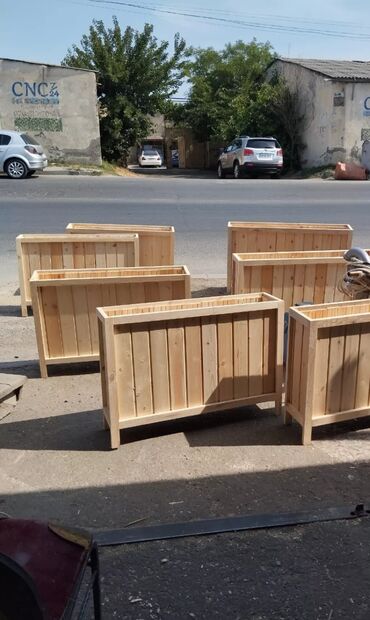 Bitkilər üçün dibçəklər: Dibçək Ağacdan hazırlanmış dekorativ uzun formalı çiçək yeşikləri - — 9