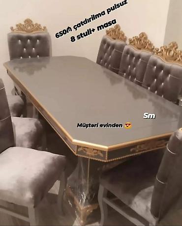 Masa və oturacaq dəstləri: Masa desti 6-ədəd stul 1-ədəd masa qiymət:490azn Çatdırılma pulsuz — 8