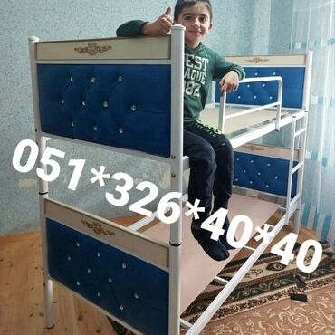 İkimərtəbəli uşaq çarpayıları: Oğlan üçün, Yeni, Çarpayı, Matras ilə, Dəmir — 7