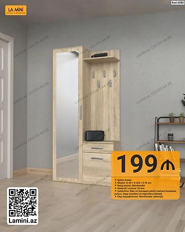 Dolablar: Dəhliz dolabı, güzgülü və funksional dizaynı ilə giriş sahəsi üçün — 1