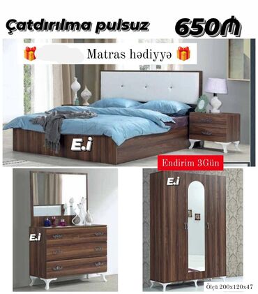 embawood çarpayılar: *Yataq Dəsti 650Azn💥* ✔️Matras hədiyyə ✔️Rəng seçimi var *✔️