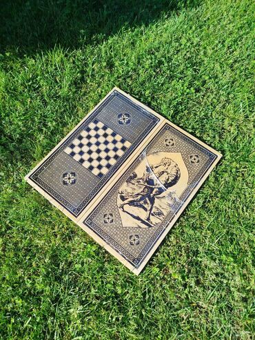 Şahmatlar: Ağacdan hazırlanmış 2-i 1-də oyun dəsti – şahmat və nərd — 4