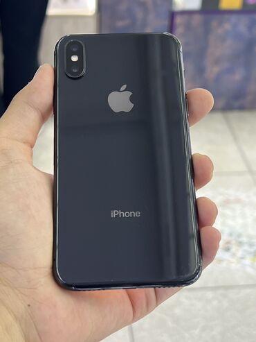 Apple iPhone: IPhone X, Б/у, 64 ГБ, Черный, Защитное стекло, Чехол, 100 %