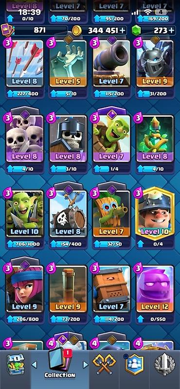 Kolleksiya kartları: Clash Royale hesabı - Kupa: 5238 (rekord 5268) - Qızıl: 344 451 - — 7