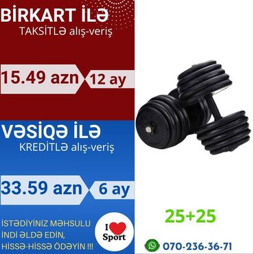 Digər idman və istirahət malları: Rezin qantel dəsti 25+25 kq 🪪 şəxsi̇yyət vəsi̇qəsi̇ i̇lə kredi̇t ( 3