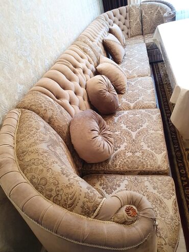 диван уголок мягкая мебель: Бурчтук диван, түсү - Саргыч боз