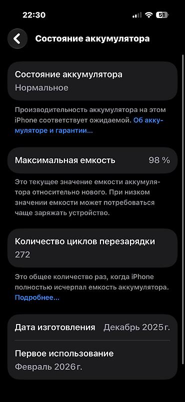 IPhone 17, Б/у, 256 ГБ, Графит, Зарядное устройство, Коробка, 98 %