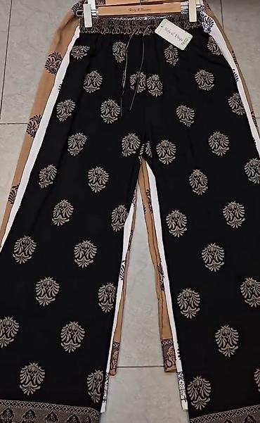 lanene pantalone ženske: Ženske široke pantalone sa etno printom sa elastičnim pojasem sa — 4