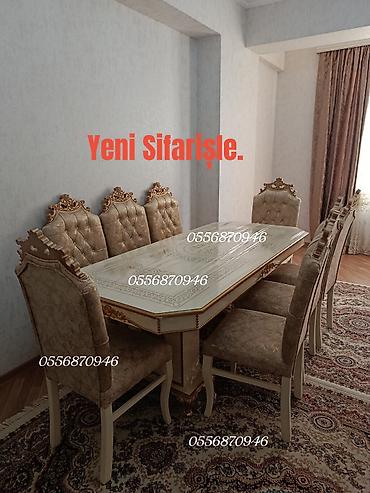 ders masa: Qonaq otağı üçün, Yeni, Açılmayan, Dördbucaq masa, 6 stul — 7