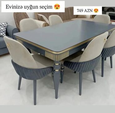 Masa və oturacaq dəstləri: Qonaq otağı üçün, Yeni, Açılan, Dördbucaq masa, 6 stul