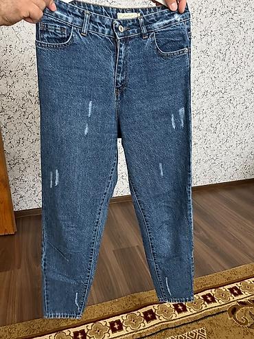 Mavi denim cins şalvar - Model: Klassik 5 ciblə, düymə və fermuar