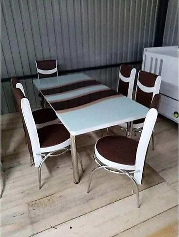 Setovi stolova i stolica: Trpezarijski set – sto sa staklenom pločom i 6 stolica - Dizajn — 19